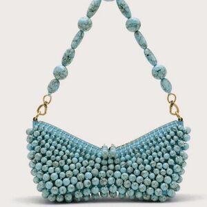 Cult Gaia Mercier Shoulder Bag Ibiza Turquoise Beaded Clutch NWT